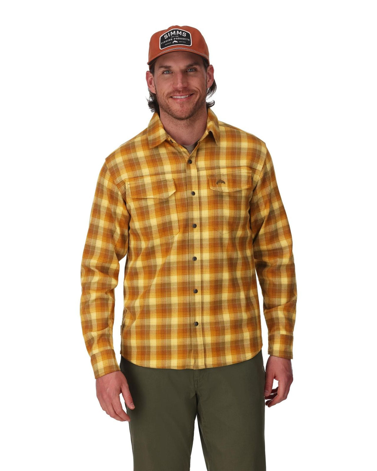 Simms Gallatin Flannel Shirt - Kennebec Plaid: Sandbar