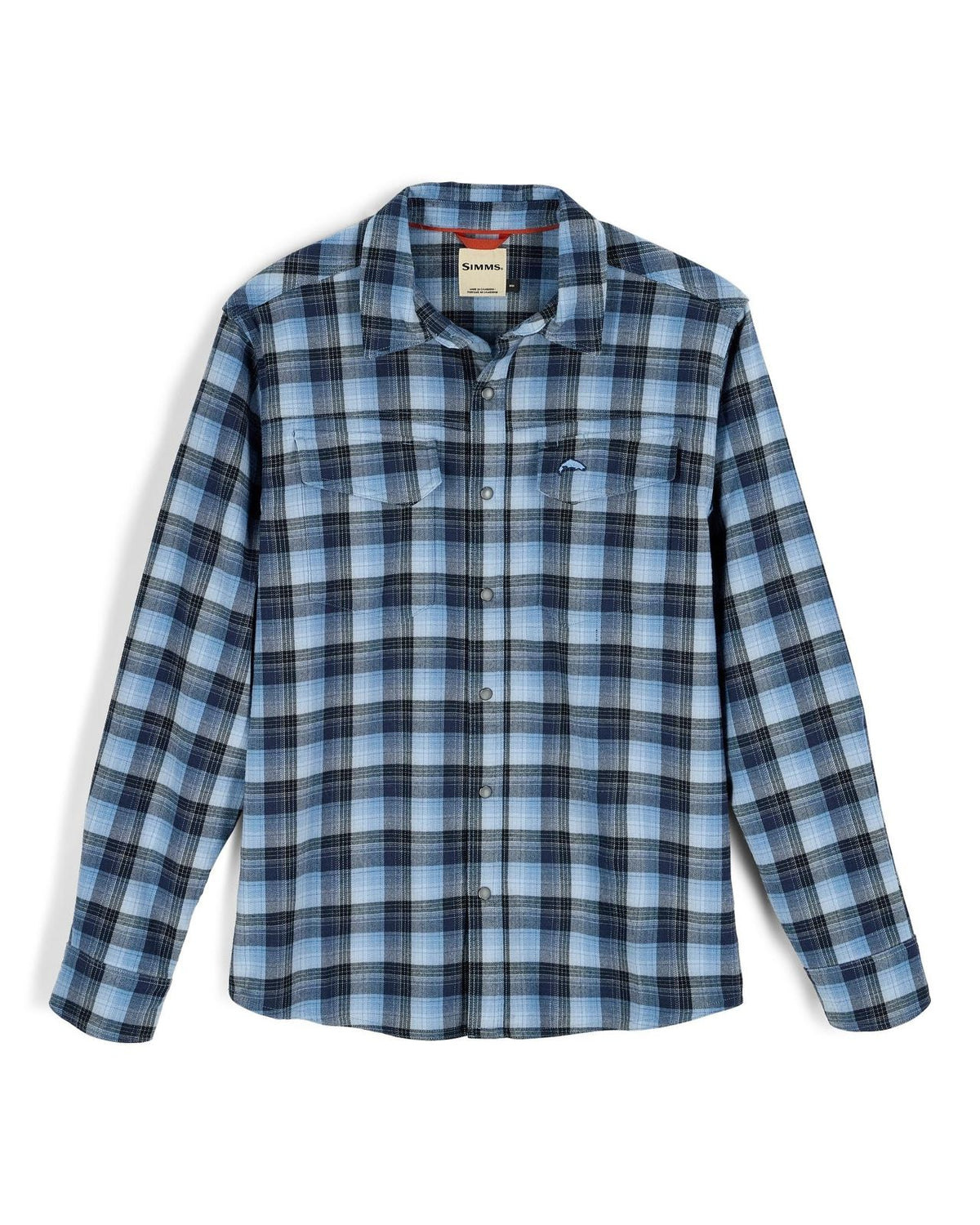 Simms Gallatin Flannel Shirt - Kennebec Plaid: Steel Blue